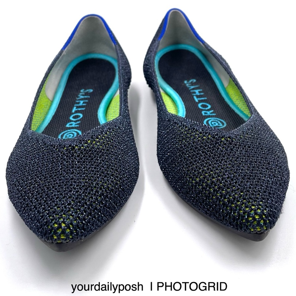 Rothy’s retired metallic blue green lattice stitch flats women’s US 6.5 - Picture 5 of 16